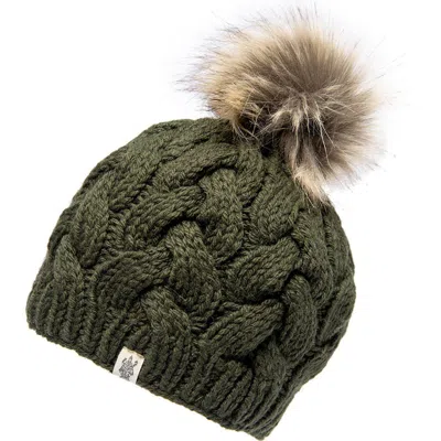 NIRVANNA DESIGNS NIRVANNA DESIGNS BOHEME CABLE BEANIE W/ FAUX FUR POM