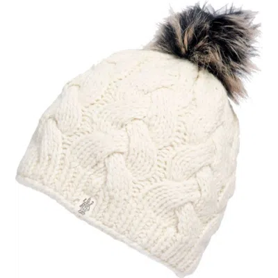 NIRVANNA DESIGNS NIRVANNA DESIGNS BOHEME CABLE BEANIE W/ FAUX FUR POM