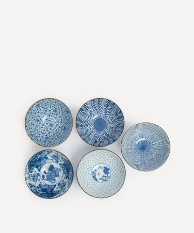 NISHIKAWA JAPAN NISHIKAWA JAPAN INDIGO DESIGNS BOWL SET OF FIVE