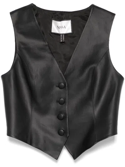 NISSA FAUX-LEATHER WAISTCOAT