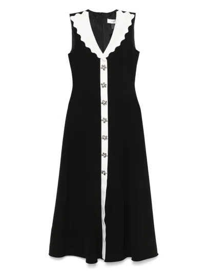 NISSA SCALLOP-COLLAR MIDI DRESS