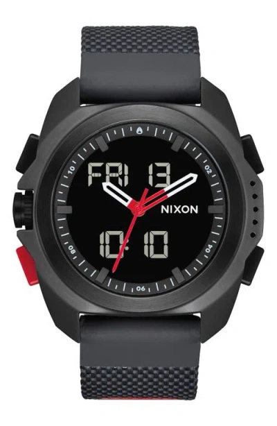 NIXON NIXON RIPLEY ANA-DIGI SILICONE STRAP WATCH, 47MM