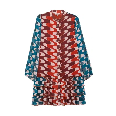 NIZA WOMEN'S MINI DRESS WITH RUFFLES MULTICOLOUR