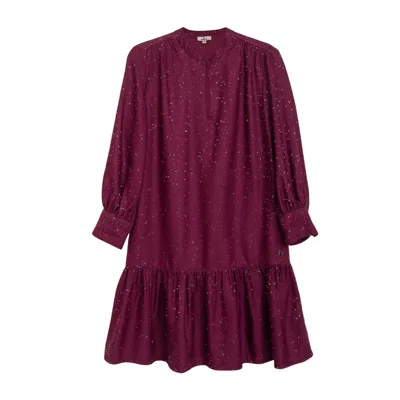 NIZA WOMEN'S RED SHORT DRESS WITH SEQUIN RUFFLE