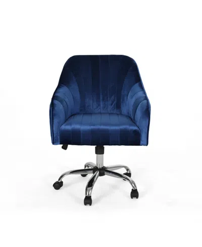 NOBLE HOUSE CHANNELED GLAM VELVET HOME OFFICE CHAIR WITH SWIVEL BASE