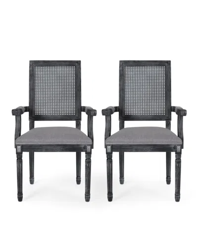 NOBLE HOUSE MARIA FRENCH COUNTRY WOOD AND CANE UPHOLSTERED DINING CHAIR SET, 2 PIECE