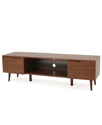 NOBLE HOUSE ROWAN MID-CENTURY MODERN TV STAND WITH GLASS SHELF