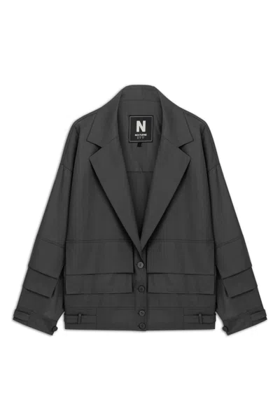 NOCTURNE WOMEN'S BLACK / GREY CARGO POCKET JACKET