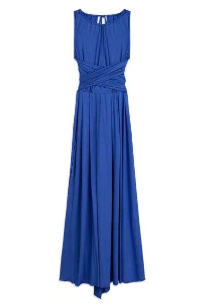 NOCTURNE WOMEN'S ROYAL BLUE SLEEVELESS MAXI DRESS WITH WAIST DETAIL