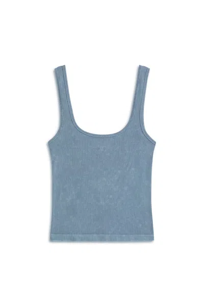 NOCTURNE WOMEN'S BLUE PRINTED DETAIL CROP TOP - INDIGO