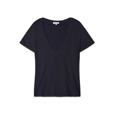 NOEND DENIM WOMEN'S SUPIMA COTTON DEEP V NECK TEE IN VINTAGE BLACK
