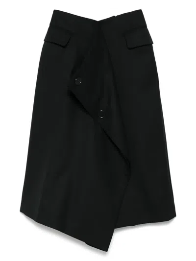 NOIR KEI NINOMIYA WOOL MIDI SKIRT