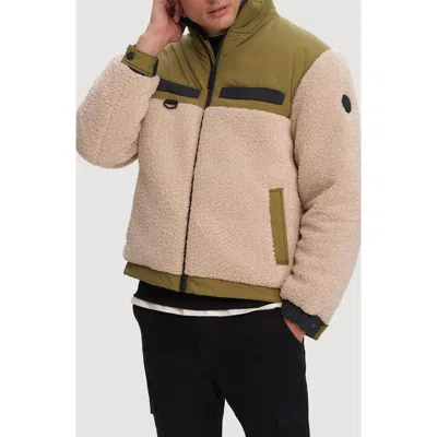 NOIZE NOIZE LUKAZ FAUX SHEARLING TRIM PUFFER JACKET