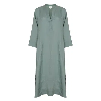 NOLOGO-CHIC WOMEN'S PLAIN DYED KAFTAN LINEN - SAGE GREEN