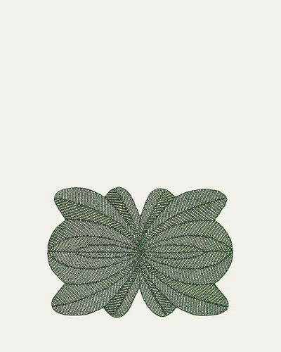 NOMI K GREEN PEACOCK HAND-BEADED PLACEMAT