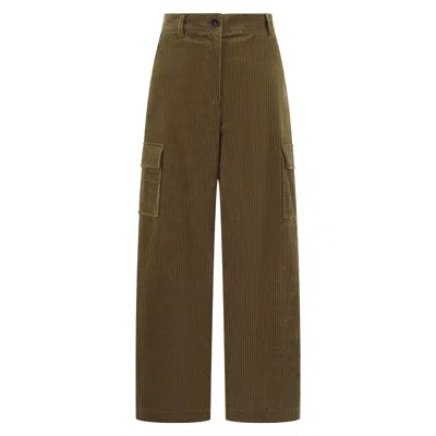 NOOKI DESIGN WOMEN'S GREEN BESSIE CORD CARGOS IN KHAKI