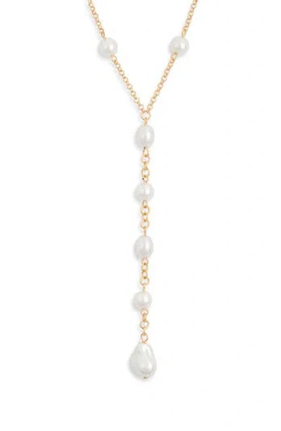 NORDSTROM RACK NORDSTROM RACK FAUX PEARL STATION Y-NECKLACE