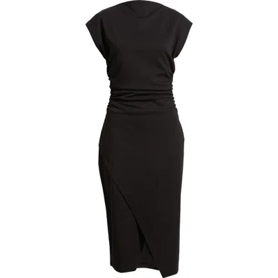 NORDSTROM NORDSTROM RUCHED FUNNEL NECK MIDI DRESS