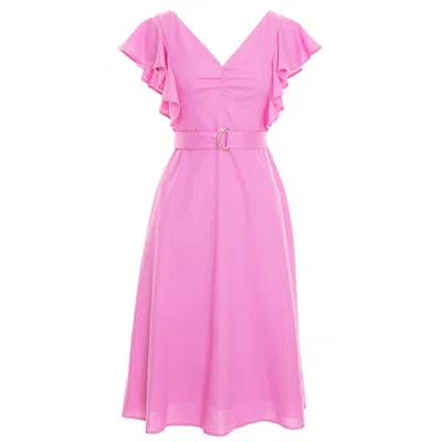 NORIA ANIS WOMEN'S AZALEA RUFFLED SHOULDER MIDI DRESS