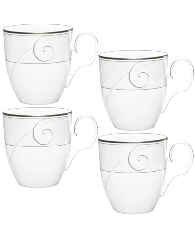 NORITAKE PLATINUM WAVE SET OF 4 MUGS, SERVICE FOR 4