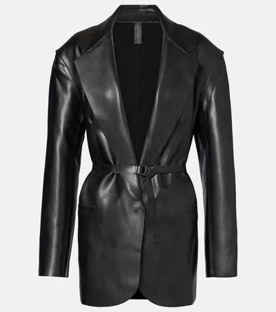 NORMA KAMALI OVERSIZED FAUX LEATHER BLAZER
