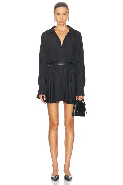 NORMA KAMALI SUPER OVERSIZED BOYFRIEND SHIRT FLARED MINI DRESS