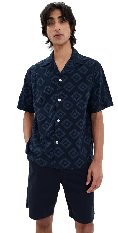 NORSE PROJECTS MADS BATIK SHIRT DARK NAVY