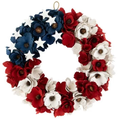 NORTHLIGHT NORTHLIGHT WOODEN ROSES FLORAL FLAG PATRIOTIC WREATH