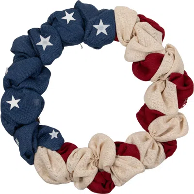 NORTHLIGHT NORTHLIGHT AMERICANA STARS AND STRIPES BURLAP PATRIOTIC WREATH