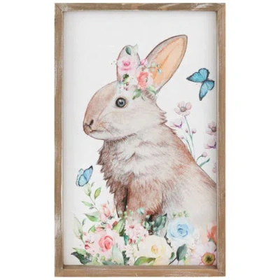 NORTHLIGHT NORTHLIGHT EASTER BUNNY WITH FLOWERS FRAMED WALL SIGN