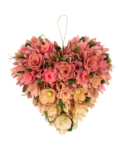 NORTHLIGHT FLORAL AND FOLIAGE ARTIFICIAL VALENTINE'S DAY HEART WREATH, 12.25"