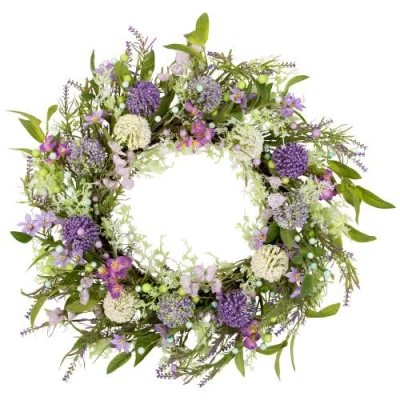 NORTHLIGHT NORTHLIGHT LAVENDER AND ALLIUM SPRING WREATH