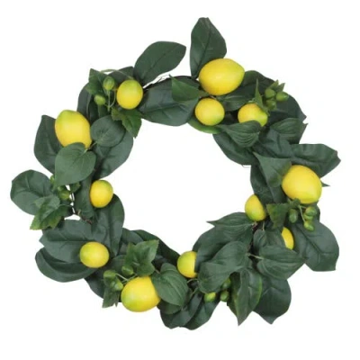 NORTHLIGHT NORTHLIGHT LEMON AND FOLIAGE ARTIFICIAL WREATH, YELLOW 22-INCH