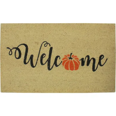 NORTHLIGHT NORTHLIGHT ORANGE PUMPKIN "WELCOME" FALL HARVEST OUTDOOR DOORMAT 18" X 30"