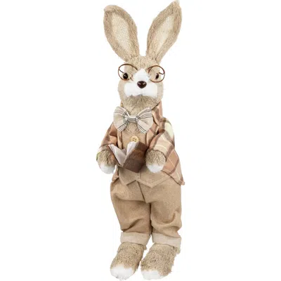 NORTHLIGHT NORTHLIGHT RUSTIC BOY RABBIT EASTER FIGURE WITH BOOK