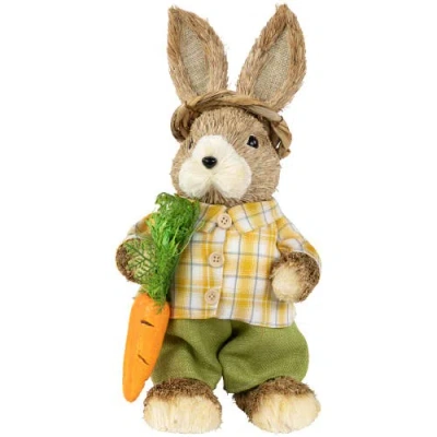 NORTHLIGHT NORTHLIGHT RUSTIC BOY RABBIT WITH CARROT STANDING EASTER FIGURE