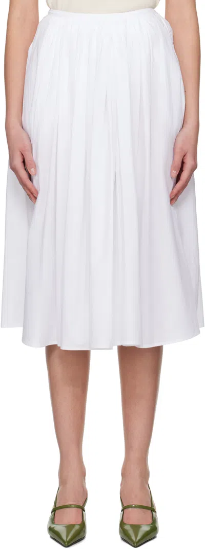 NOTHING WRITTEN WHITE SERTO GATHERED MIDI SKIRT