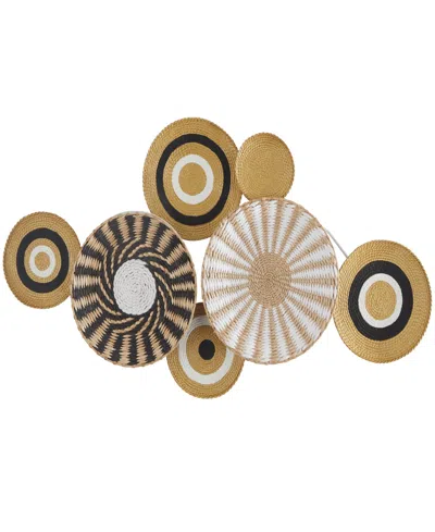 NOVOGRATZ COLLECTION NOVOGRATZ GOLD DRIED PLANT HANDMADE WOVEN PLATE WALL DECOR WITH INTRICATE PATTERNS 44" X 3" X 24"