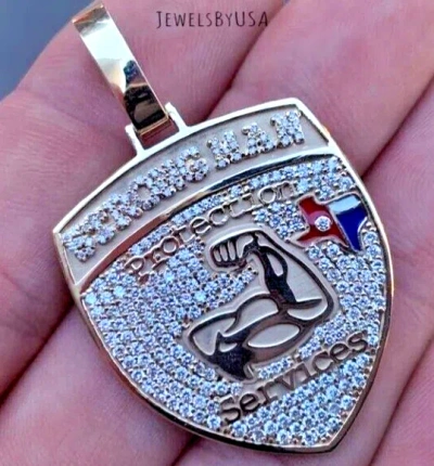 NSG 2.5 CT MEN'S GENUINE D/VVS MOISSANITE CUSTOM PROTECTION CHARM PENDANT 925 SILVER