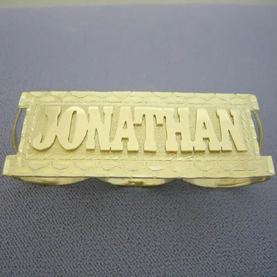 NSG SOLID METAL MEN'S CUSTOM 3 FINGER NAME RING 14K YELLOW GOLD PLATED SILVER
