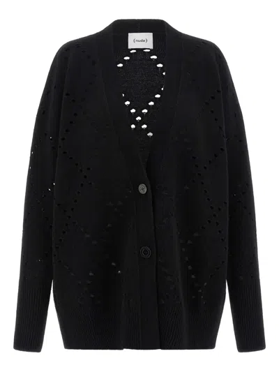 NUDE ARGYLE CUT-OUT CARDIGAN