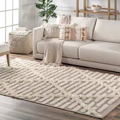 NULOOM KANDICE CONTEMPORARY TRELLIS WOOL BLEND AREA RUG