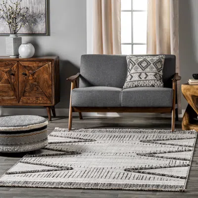 NULOOM LYLA MODERN GEOMETRIC TASSEL AREA RUG