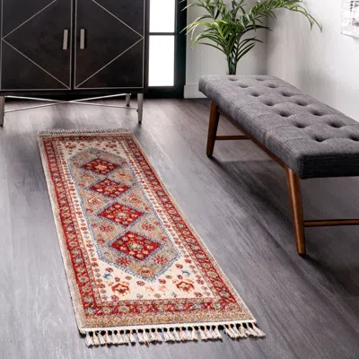 NULOOM ROMEE MEDALLION TASSELED AREA RUG