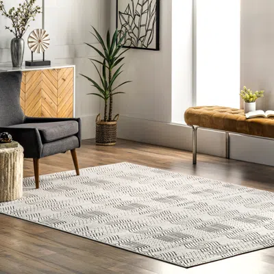 NULOOM STACEY TEXTURED MODERN GEOMETRIC INDOOR/OUTDOOR AREA RUG