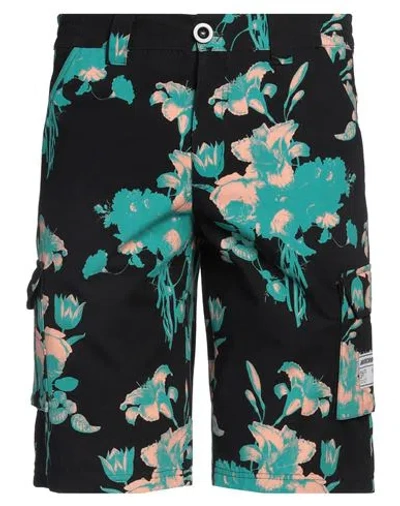 NUMERO 00 NUMERO 00 MAN SHORTS & BERMUDA SHORTS BLACK SIZE M POLYESTER, VISCOSE, ACRYLIC