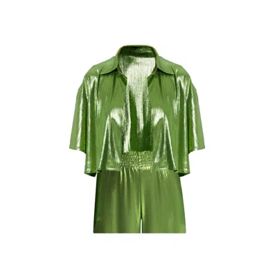 NUR KARAATA GIGI MINI GREEN SHORT & SHIRT SET
