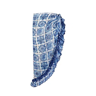 NUR KARAATA WOMEN'S BLUE LILY BLEU BLANC COVER UP