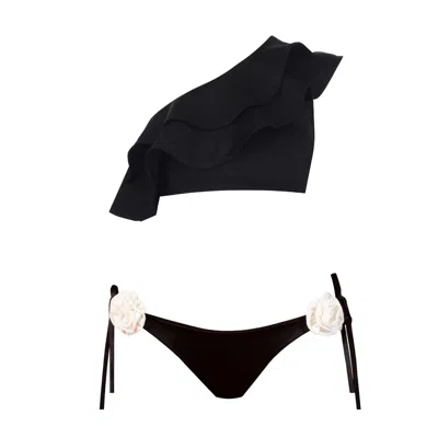 NUR KARAATA WOMEN'S BLACK CLIANTHA BLOOM BIKINI