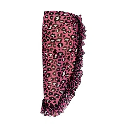 NUR KARAATA WOMEN'S LILY LONG PINK LEO SKIRT